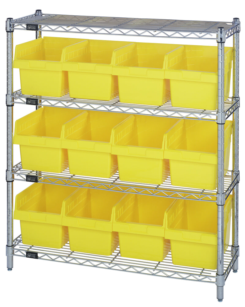 Quantum Store-Max 8" Shelf Bin Wire Shelving Systems with Bins – WR4-39-1236-801 to WR8-802 – WR4-39-1236-807 – Yellow