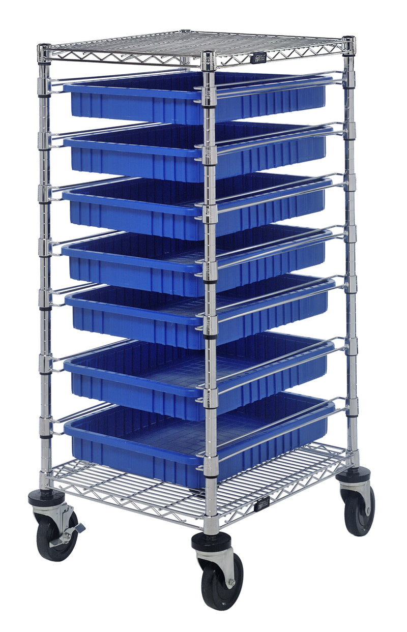 Quantum Dividable Grid Container Bin Carts – 21" x 24" x 45" – BC212439M2 – Blue