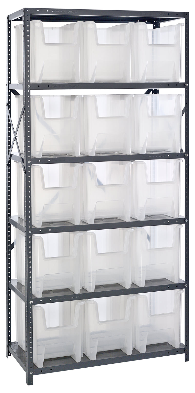 Quantum Clear-View Steel Shelving – 18" x 36" x 75" – QSBU-600CL – Clear