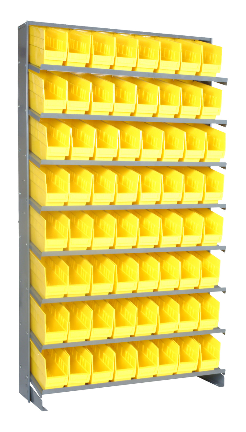 Quantum Single-Sided Pick Racks with Bins – 12" x 36" x 63-1/2" – Kit – QPRS-201 – Yellow