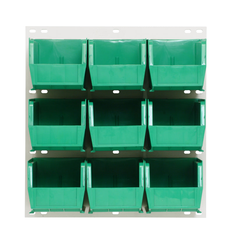 Quantum Stack & Hang Oyster White Louvered Panel with Bins – 18" x 19" – Kit – QLP-1819HC – 230-9 – Green