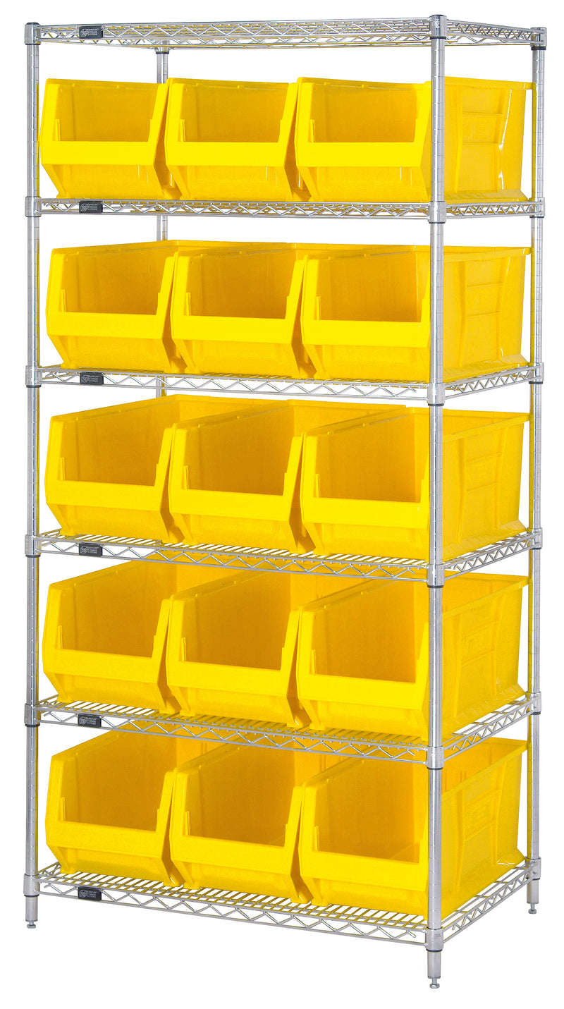 Quantum 30" & 36" Wire Shelving Systems – 36" x 30" x 74" – WR6-973 – Yellow