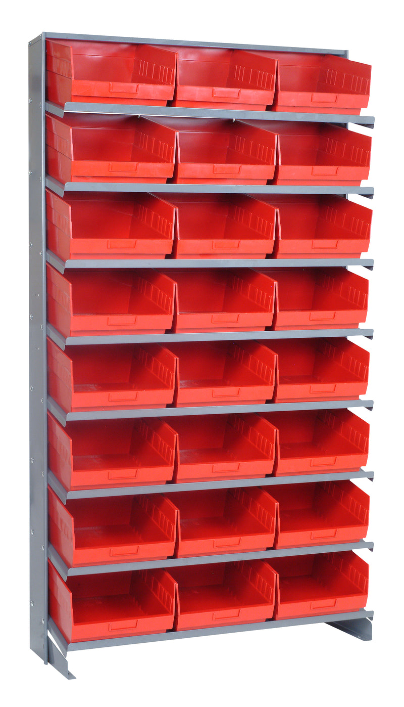 Quantum Single-Sided Pick Racks with Bins – 12" x 36" x 63-1/2" – Kit – QPRS-209 – Red