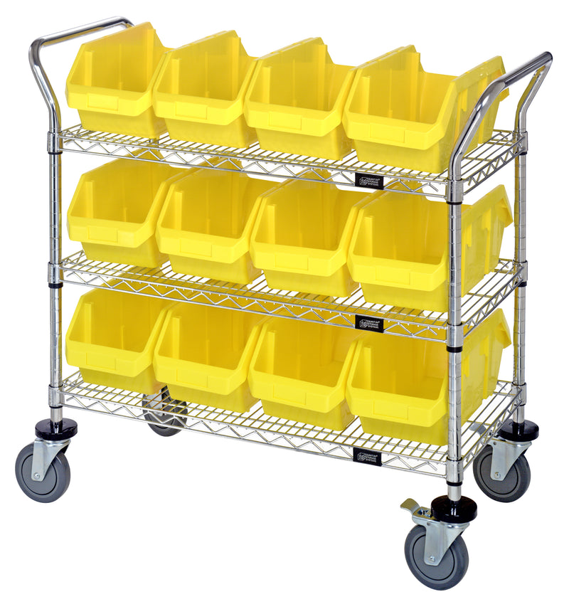 Quantum Utility Carts – 36" x 18" x 37-1/2" – WRC2-1836-1265 to WRC3-1836-1285 – WRC3-1836-1285 – Yellow
