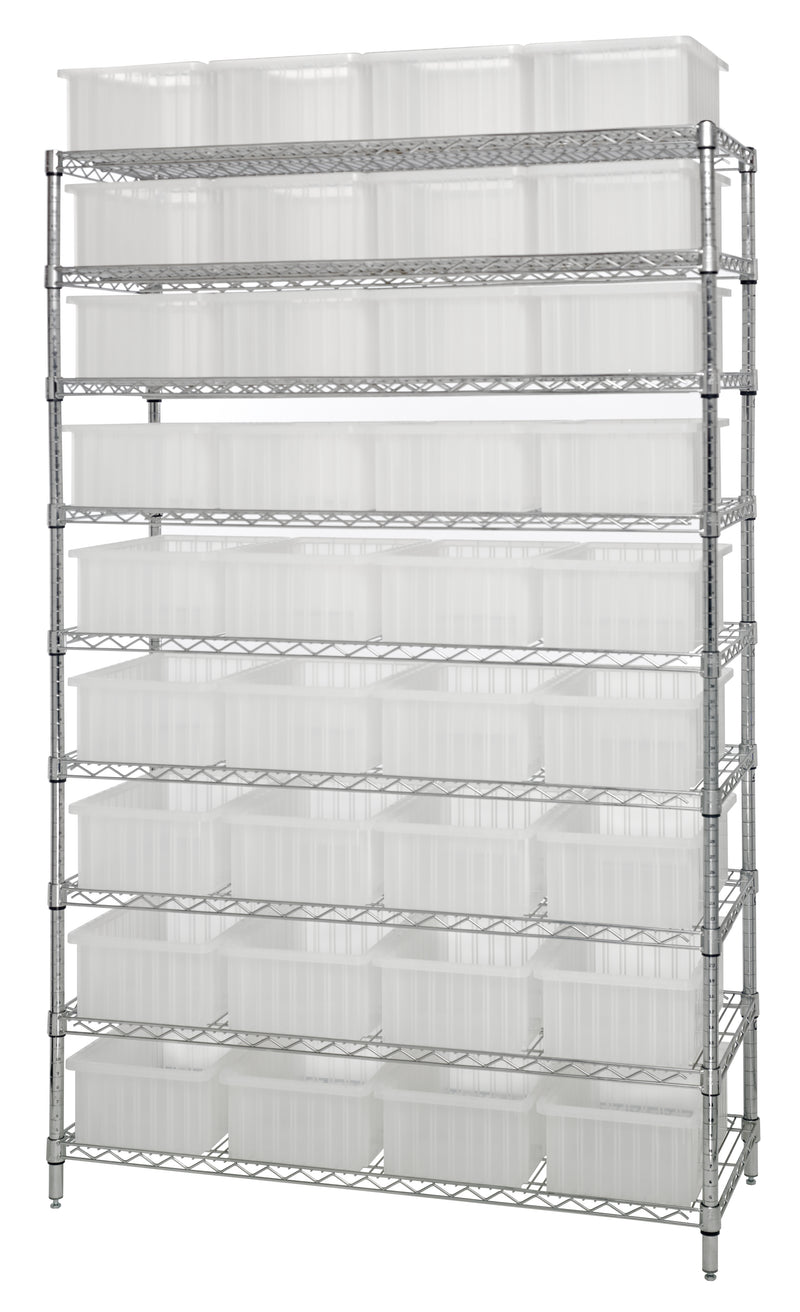 Quantum Clear-View Wire Shelving – WR9-92060CL, 48" x 18" x 74"