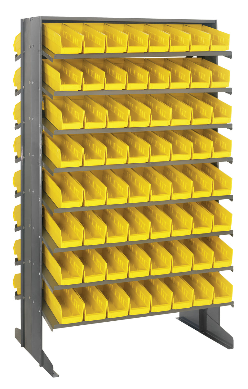 Quantum Double-Sided Pick Racks with Bins – 24" x 36" x 60" – QPRD-101 – Yellow