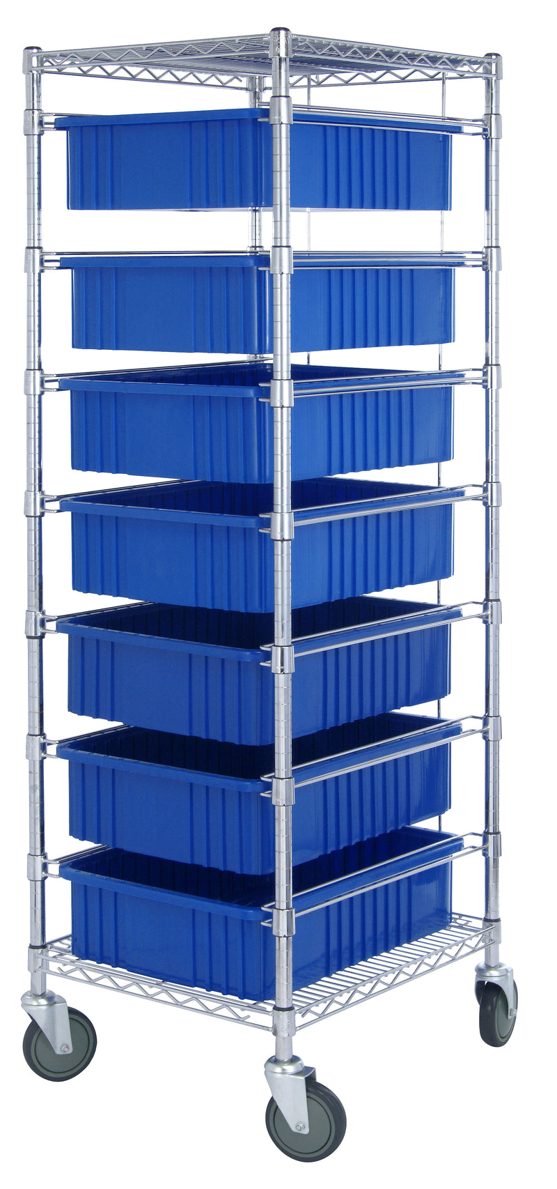 Quantum Dividable Grid Container Bin Carts – 21" x 24" x 69" – BC212469M1 – Blue