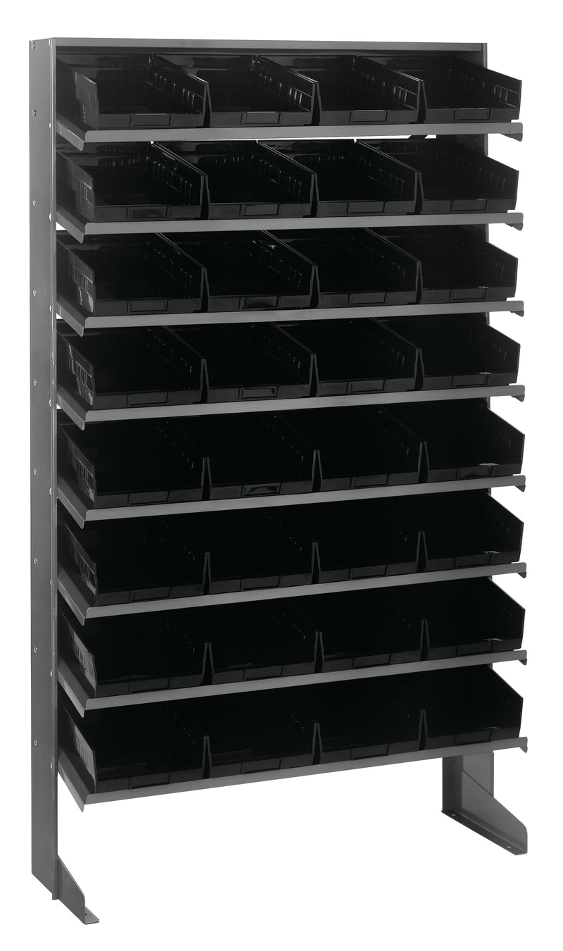 Quantum Single-Sided Pick Racks with Bins – 12" x 36" x 60" – QPRS-107 – Black