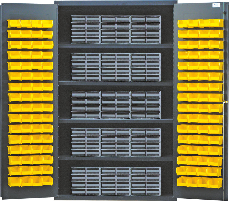 Quantum Storage Cabinets with Bins – 24" x 48" x 78" – QSC Series – QSC-QIC83 – Yellow