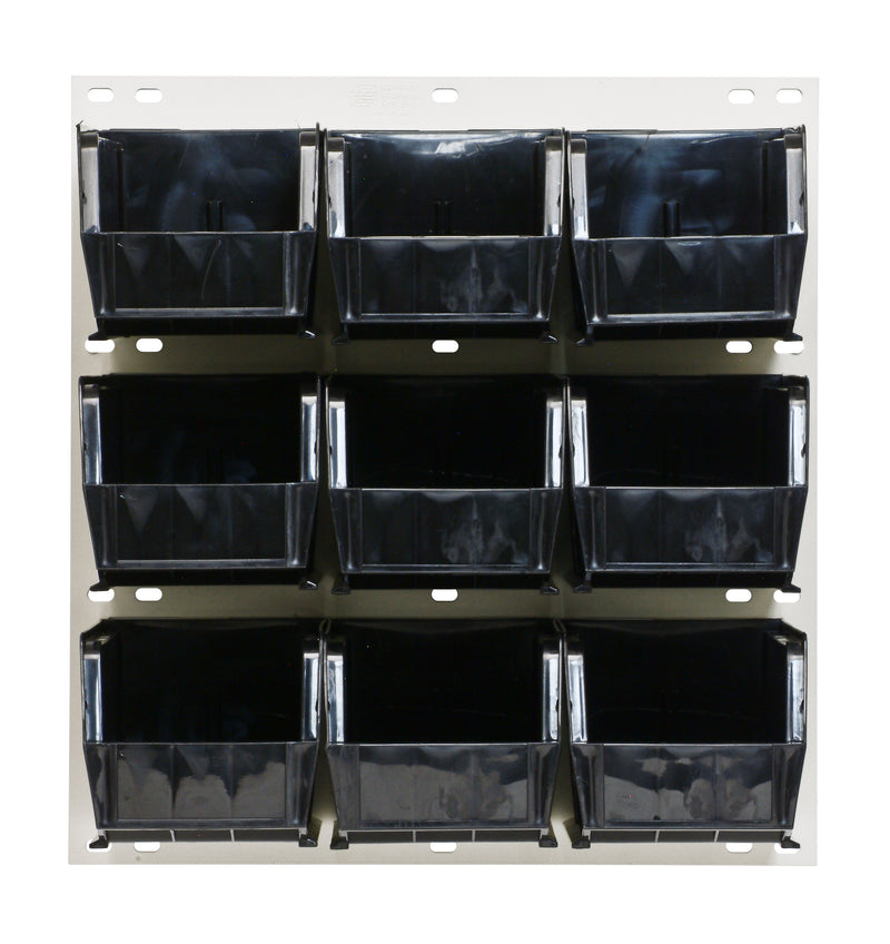 Quantum Stack & Hang Oyster White Louvered Panel with Bins – 18" x 19" – Kit – QLP-1819HC – 230-9 – Black