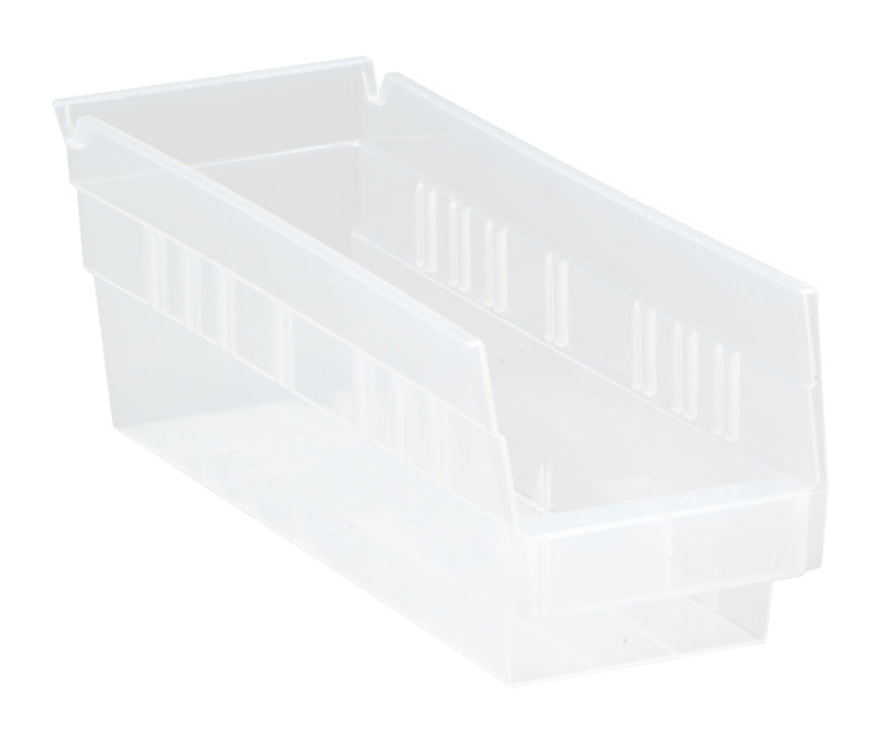 Quantum Clear-View Economy 4" Shelf Bins – QSB100CL to QSB105CL – Case Pack – 11-5/8" x 4-1/8" x 4" – QSB101CL – Clear