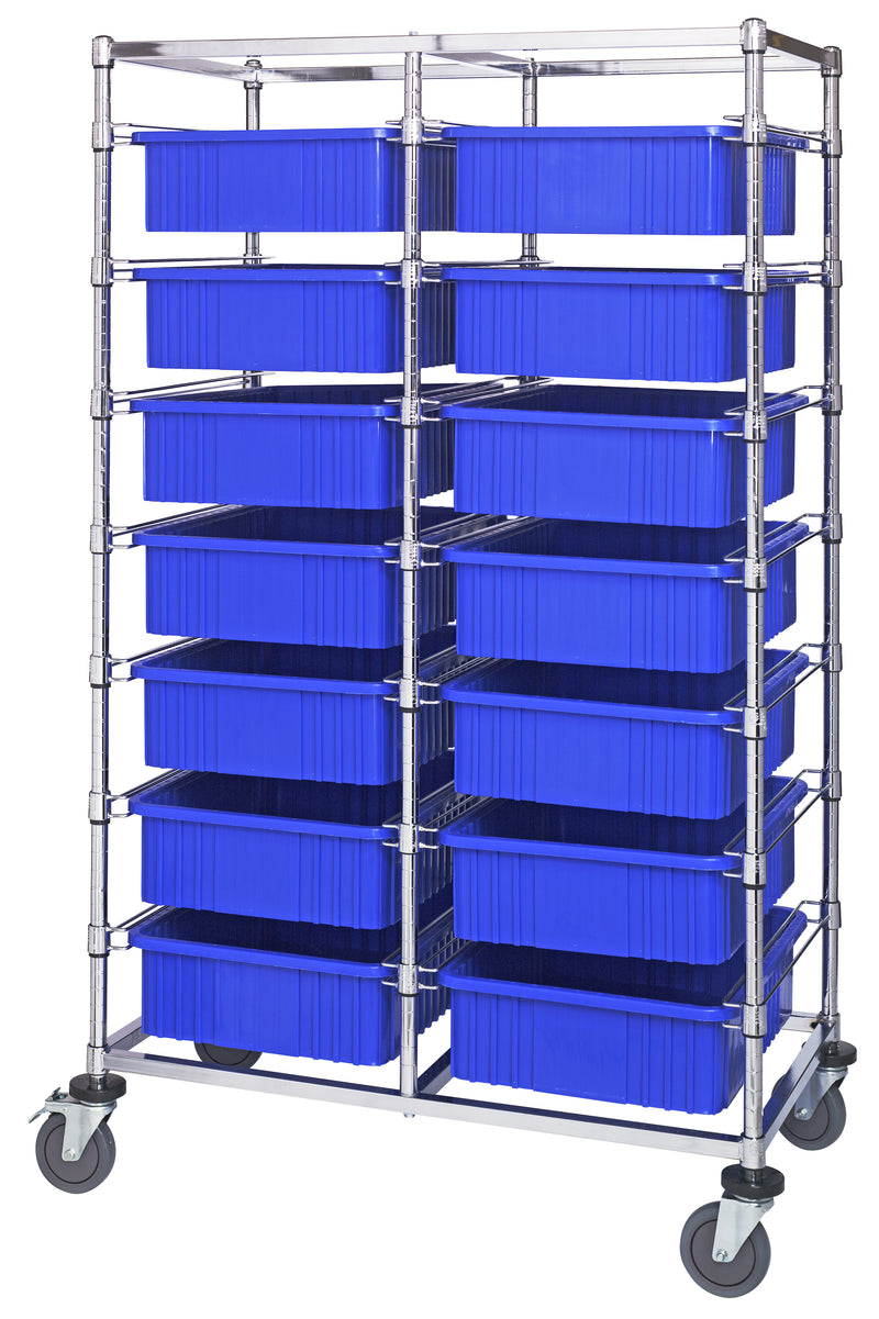 Quantum Dividable Grid Container Bin Carts – 24" x 40" x 69" – BC214069M1D – Blue