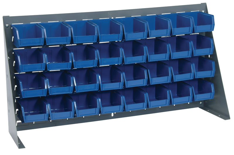 Quantum Louvered Panel Bench Racks with Bins – 36" x 8" x 19" – QBR-3619-210-32 – Blue