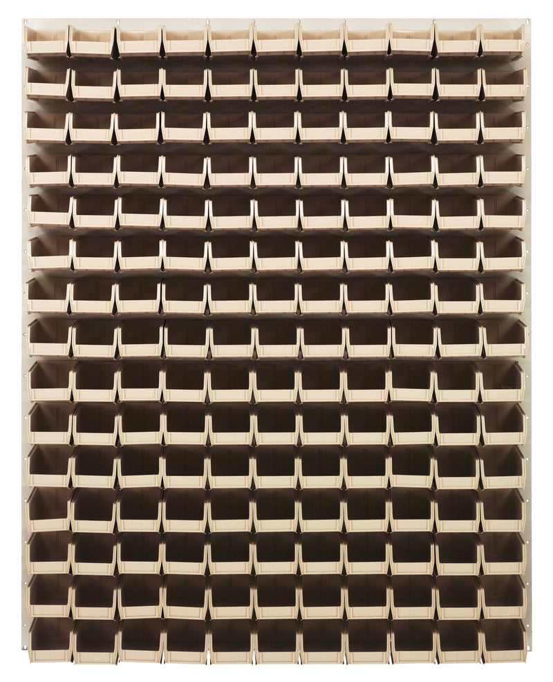 Quantum Louvered Panels with Bins – 48" x 61" – Oyster White – 165 QUS220 Bins – Ivory