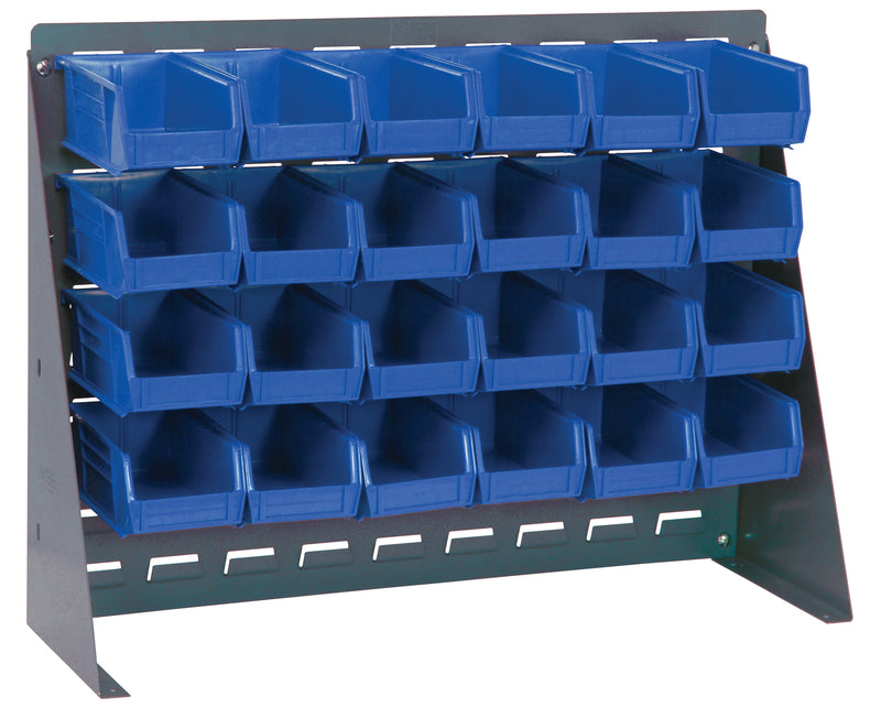 Quantum Louvered Panel Bench Racks with Bins – 27" x 8" x 21" – QBR-2721-220-24 – Blue