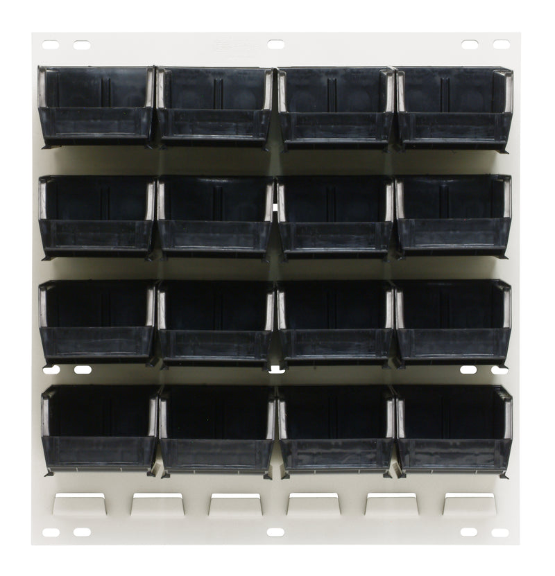Quantum Stack & Hang Oyster White Louvered Panel with Bins – 18" x 19" – Kit – QLP-1819HC – 220-16 – Black