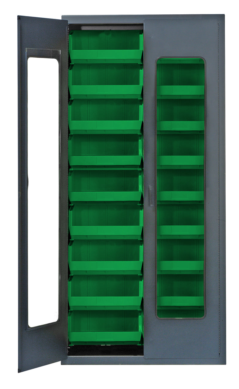 Quantum Storage Cabinets with Bins – 18" x 36" x 78" – QSC Series – QSC-C250 – Green