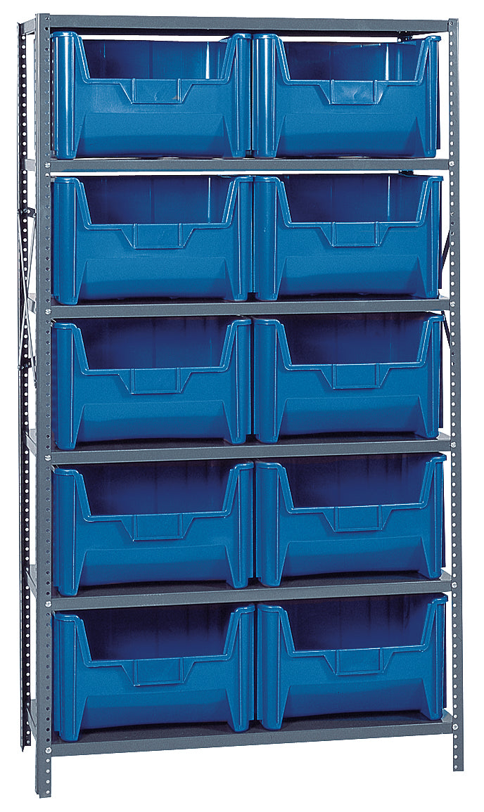 Quantum Giant Stack Steel Shelving with Bins – 18" x 42" x 75" – QSBU-700 – Blue