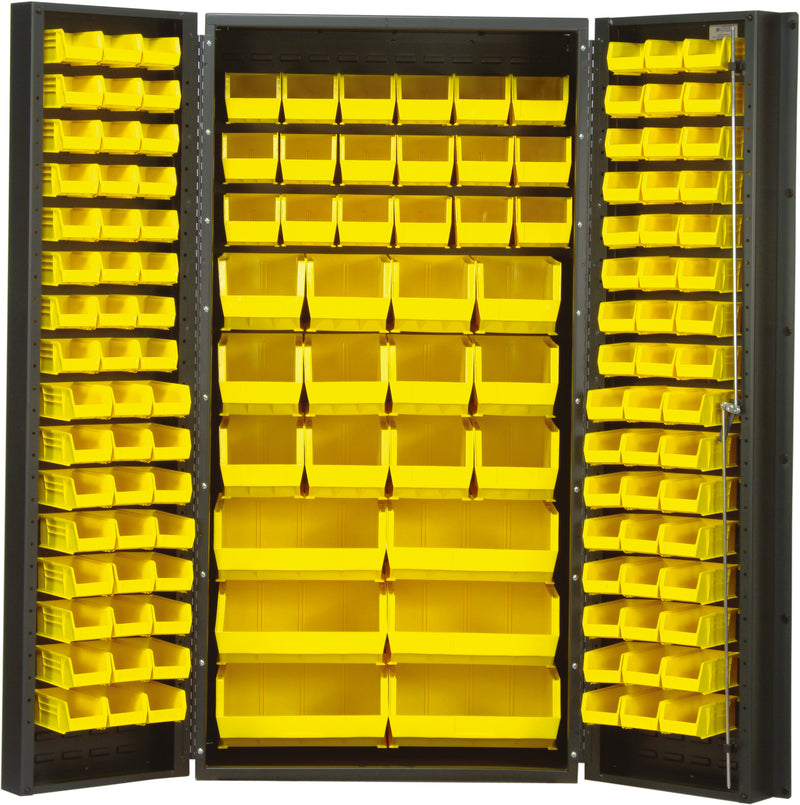 Quantum 36" Welded Storage Cabinet with 68 Bins - QSC-36-68 – gray – Yellow