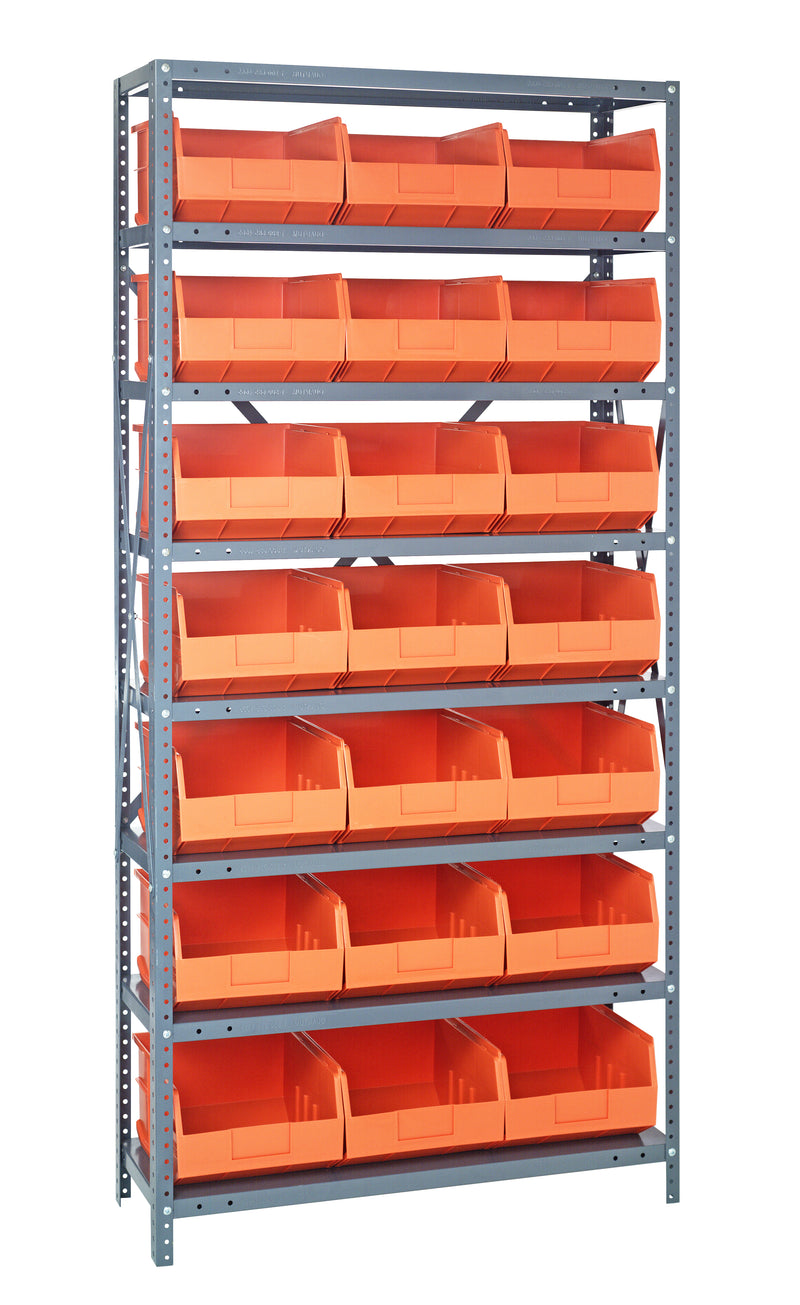 Quantum Steel Shelving with Stackable Shelf Bins – 1275-423 to 1875-461 – 1275-425 – Orange
