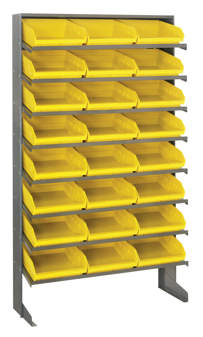 Quantum Single-Sided Pick Racks with Bins – 12" x 36" x 60" – QPRS-109 – Yellow