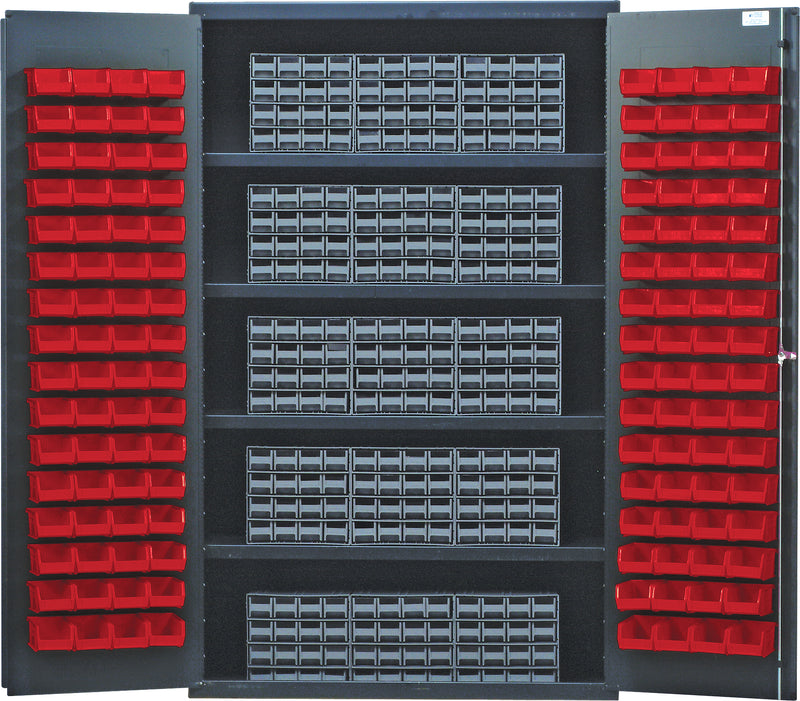 Quantum Storage Cabinets with Bins – 24" x 48" x 78" – QSC Series – QSC-QIC161 – Red