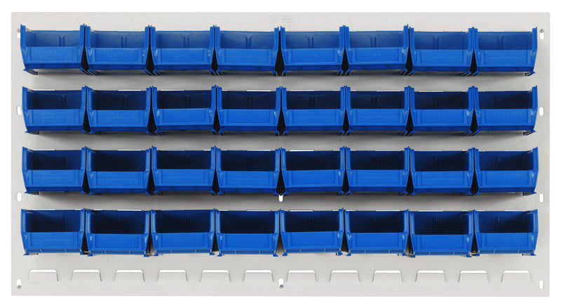 Quantum Stack & Hang Oyster White Louvered Panel with Bins – 36" x 19" – Kit – QLP-3619HC – 210-32 – Blue