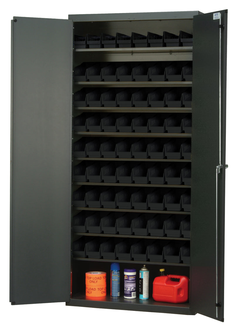 Quantum Storage Cabinets with Bins – 18" x 36" x 78" – QPR Series – QPR-101 – Black