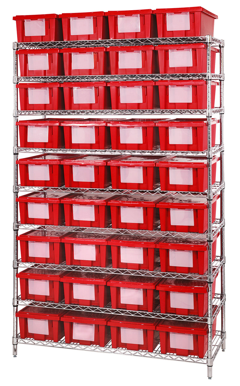Quantum Stack & Nest Container Wr4-12225 – 48" x 18" x 74" – WR9-36180 – Red