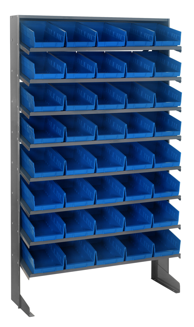 Quantum Single-Sided Pick Racks with Bins – 12" x 36" x 60" – QPRS-102 – Blue