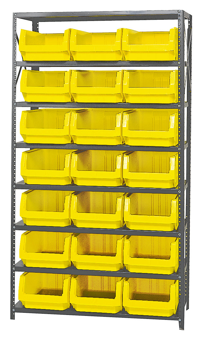 Quantum Magnum Steel Shelving Systems with Bins – 18" x 42" x 75" – MSU-532 – Yellow