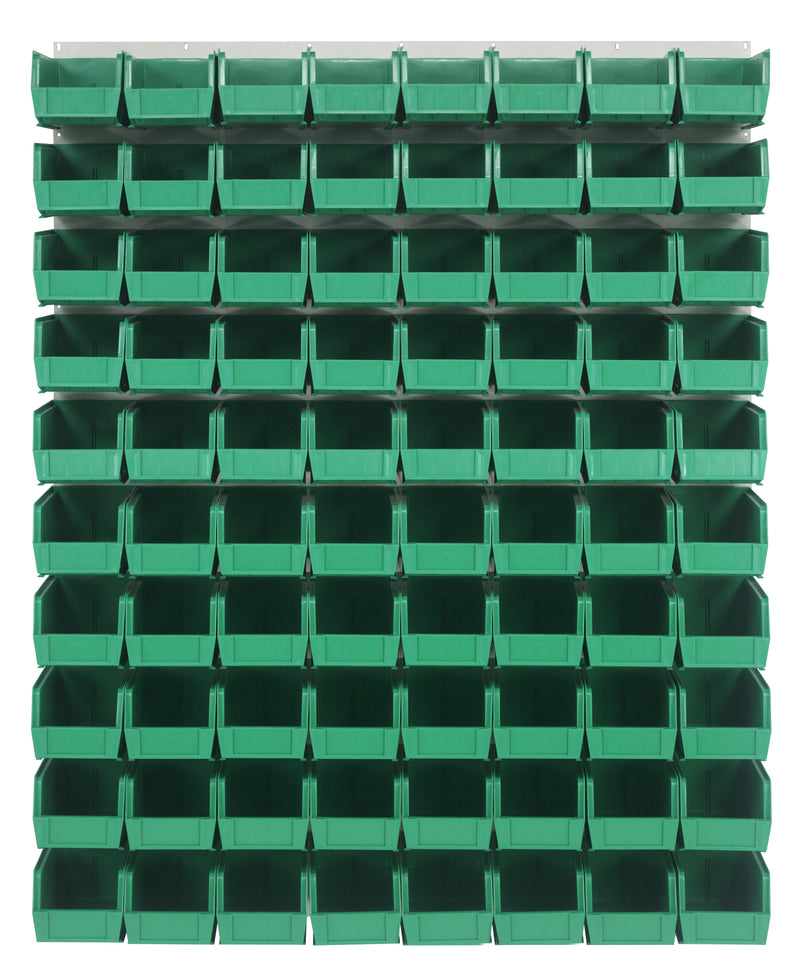 Quantum Louvered Panels with Bins – 48" x 61" – Oyster White – 80 QUS230 Bins – Green