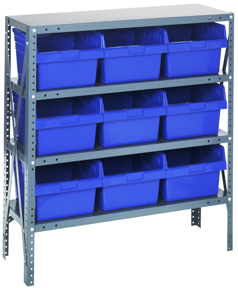 Quantum Store-Max 8" Shelf Bin Steel Shelving Systems with Bins – 1239-SB801 to 1275-SB802 – 1239-SB809 – Blue
