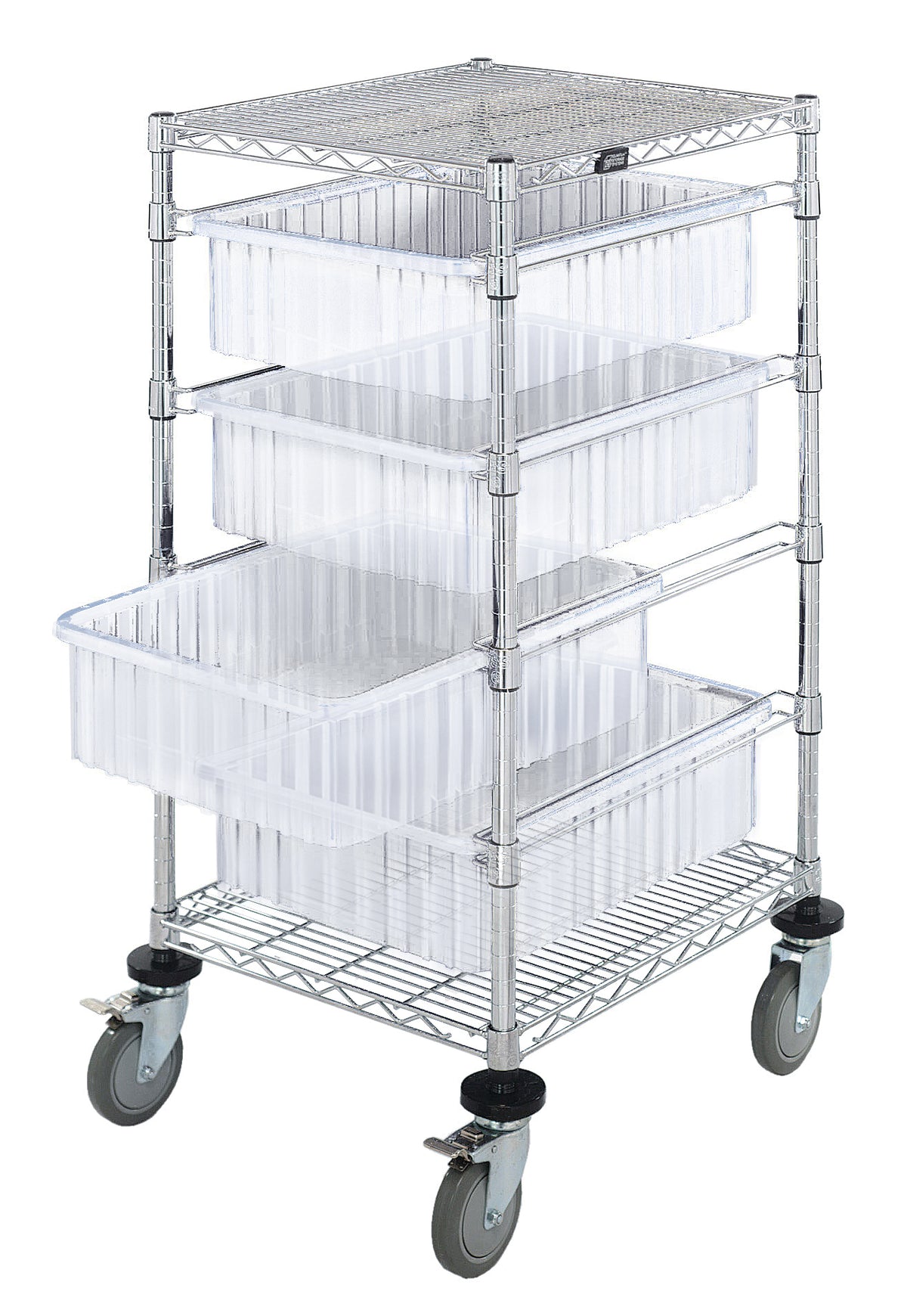 Quantum Clear-View Bin Carts – 21" x 24" x 45" – BC212434M1CL – Clear