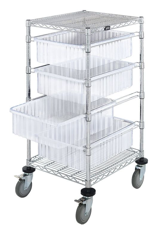 Quantum Clear-View Bin Carts – 21" x 24" x 45" – BC212434M1CL – Clear
