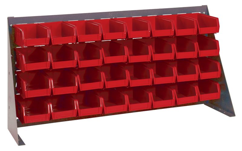 Quantum Louvered Panel Bench Racks with Bins – 36" x 8" x 19" – QBR-3619-220-32 – Red