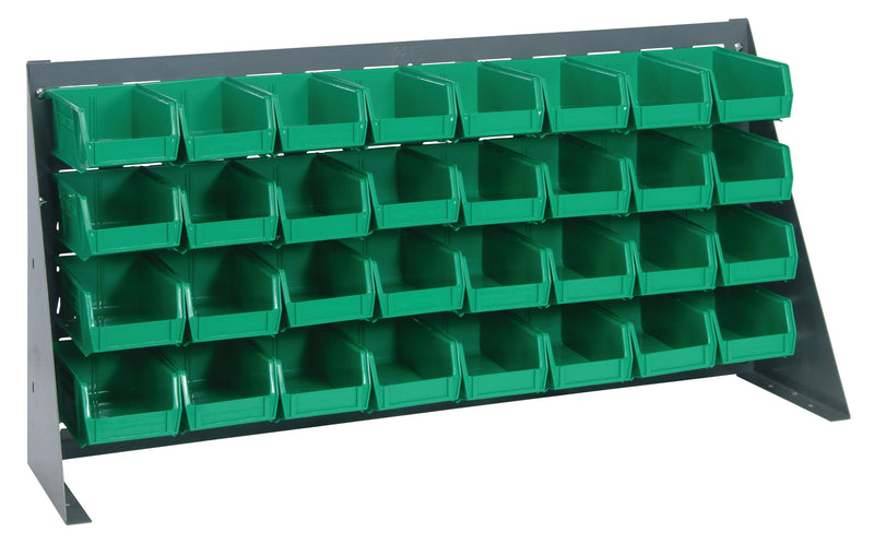 Quantum Louvered Panel Bench Racks with Bins – 36" x 8" x 19" – QBR-3619-220-32 – Green