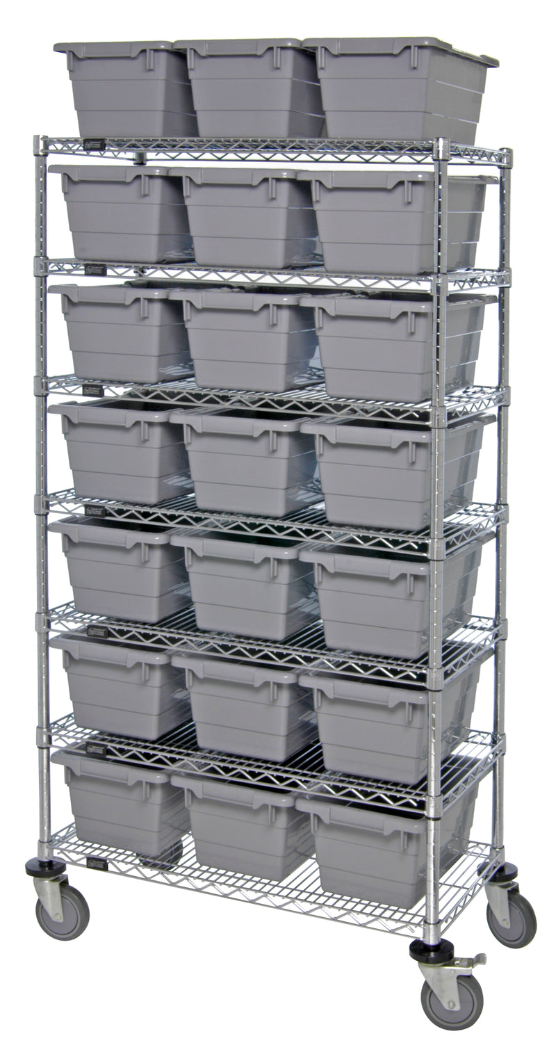 Quantum Cross-Stack Tub Wire Shelving – 36" x 18" x 69" – MWR7-1711-8 – Gray