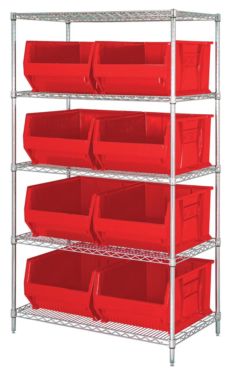 Quantum 24" Wire Shelving Systems – 42" x 24" x 74" – WR5-955 – Red