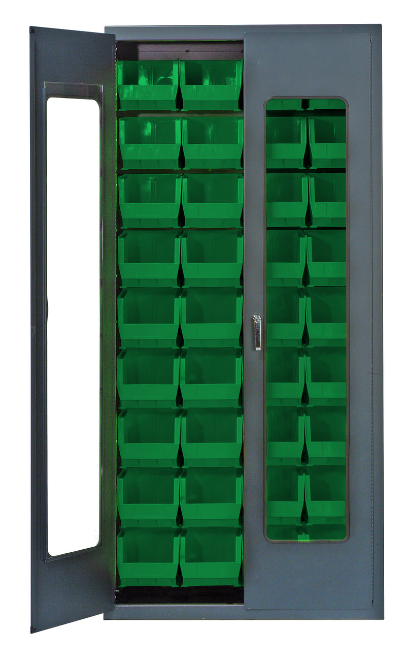 Quantum Storage Cabinets with Bins – 18" x 36" x 78" – QSC Series – QSC-C240 – Green