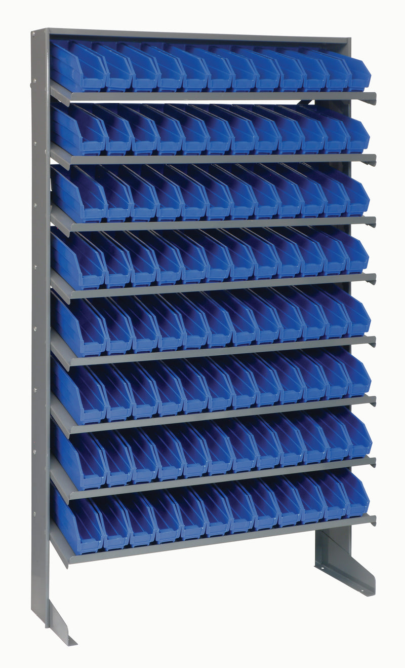 Quantum Single-Sided Pick Racks with Bins – 12" x 36" x 60" – QPRS-100 – Blue
