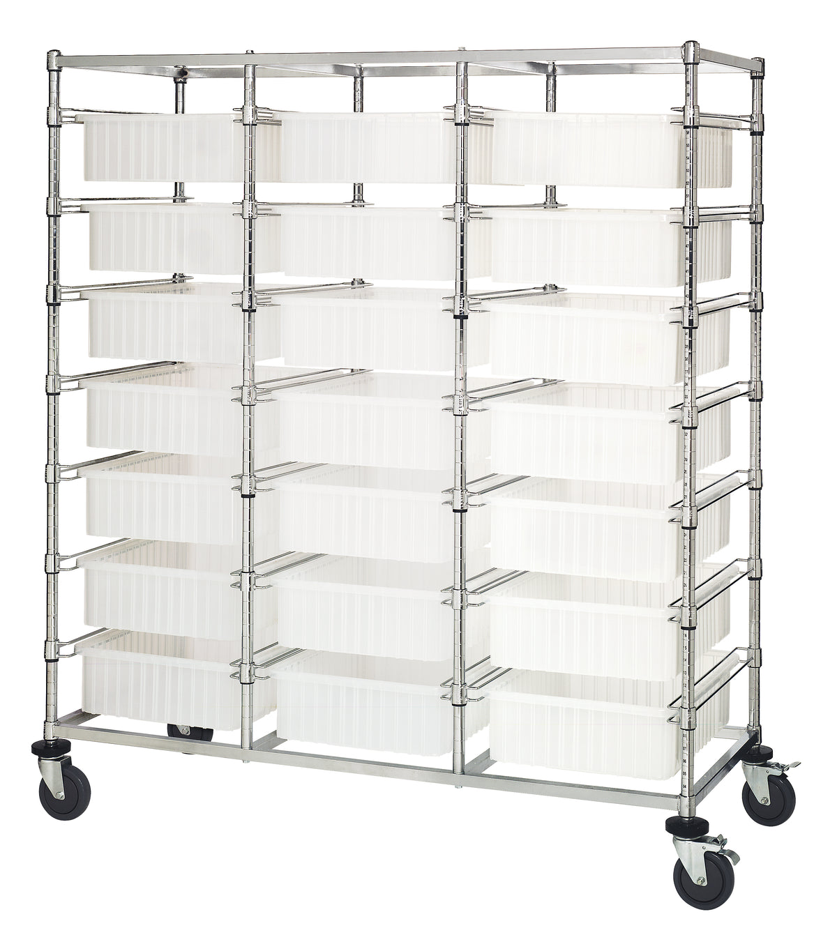 Quantum Clear-View Bin Carts – 24" x 60" x 69" – BC216069M1TCL – Clear