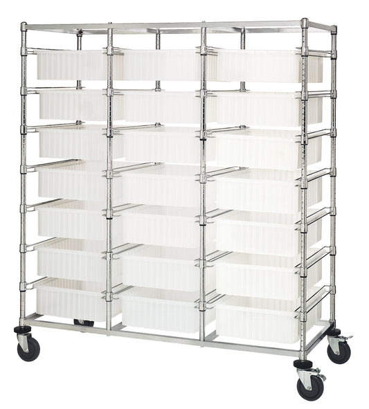 Quantum Clear-View Bin Carts – 24" x 60" x 69" – BC216069M1TCL – Clear