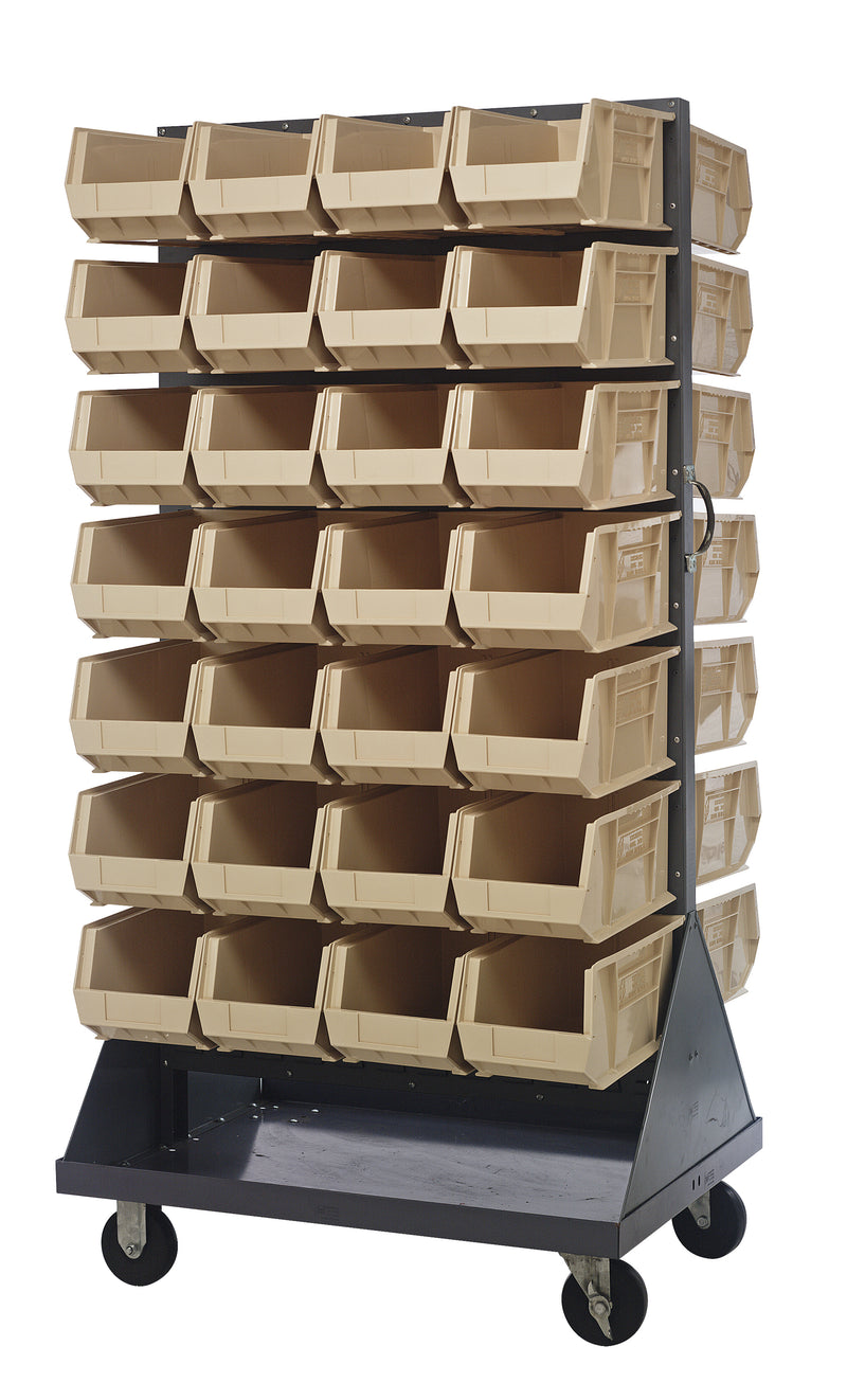 Quantum Mobile Louvered Panels with Bins – 36" x 25" x 72" – QMD-36H-240 – Ivory