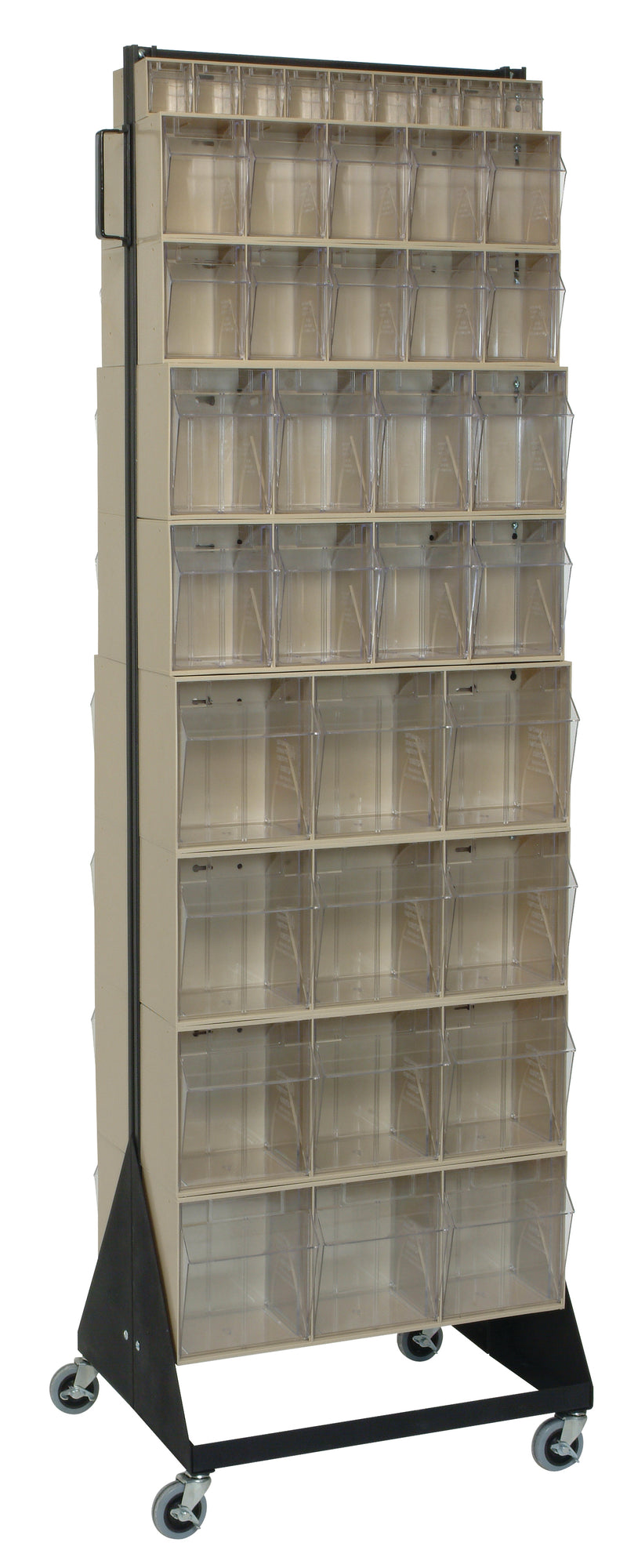 Quantum Clear Tip-Out Bin Stand – 16" x 23-5/8" x 75" – QFS270-72 – QFS400 – Ivory