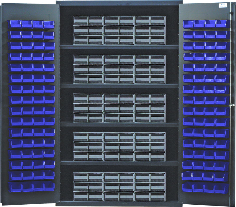 Quantum Storage Cabinets with Bins – 24" x 48" x 78" – QSC Series – QSC-QIC64 – Blue
