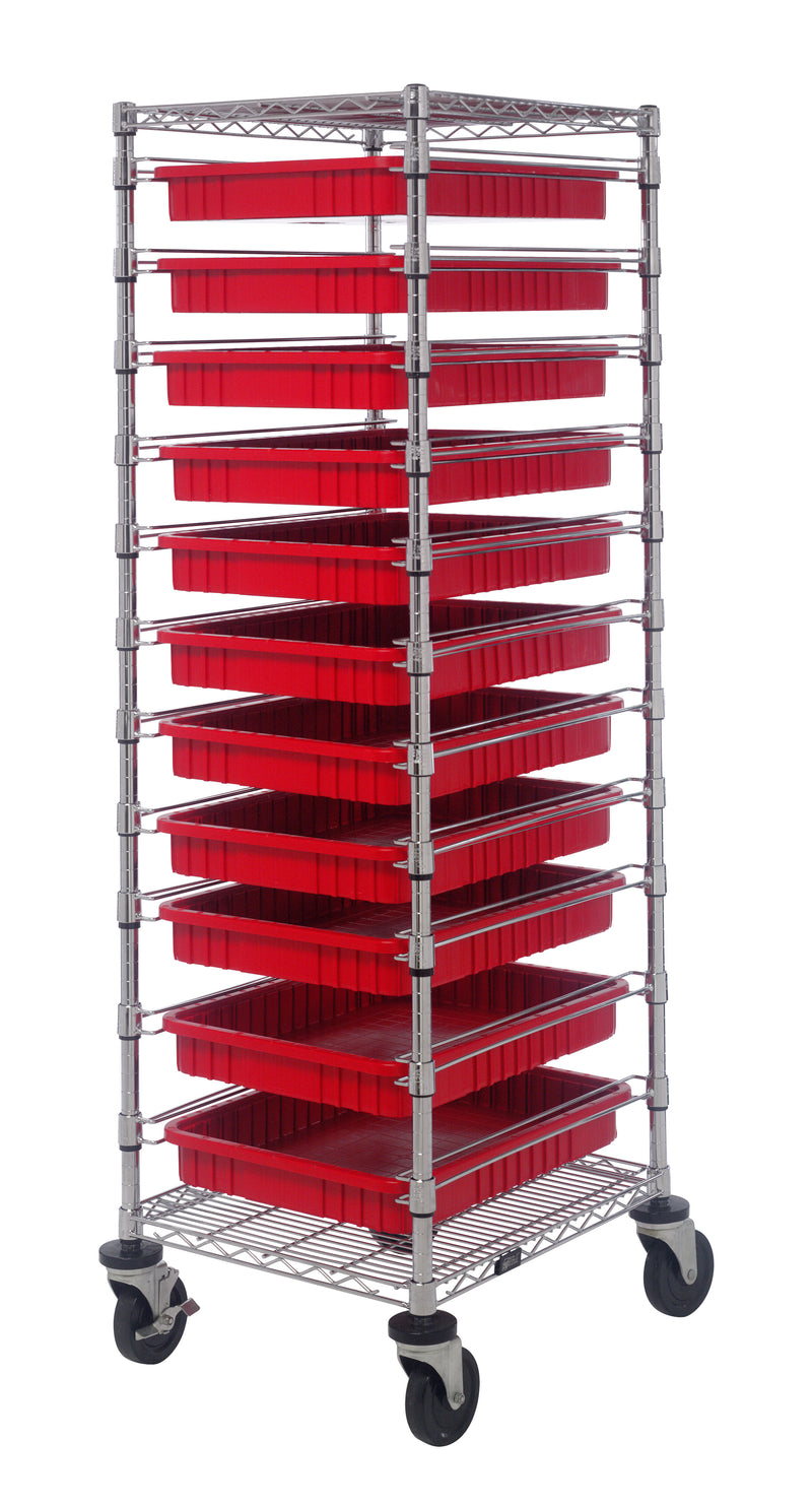 Quantum Dividable Grid Container Bin Carts – 21" x 24" x 69" – BC212469M2 – Red