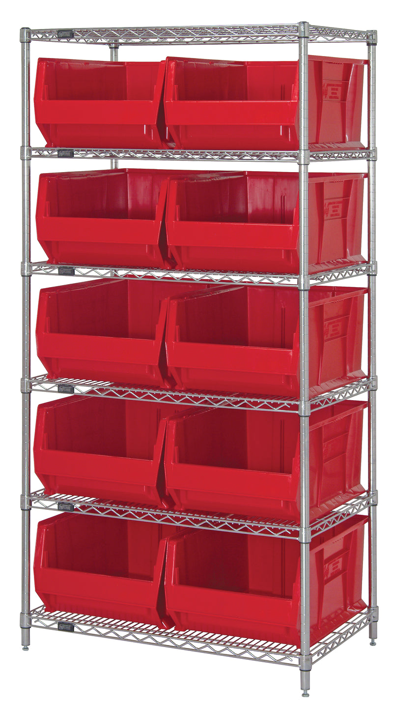Quantum 30" & 36" Wire Shelving Systems – 36" x 30" x 74" – WR6-974 – Red