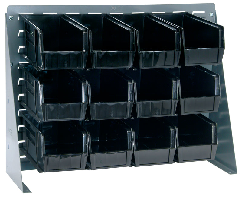 Quantum Louvered Panel Bench Racks with Bins – 27" x 8" x 21" – QBR-2721-230-12 – Black
