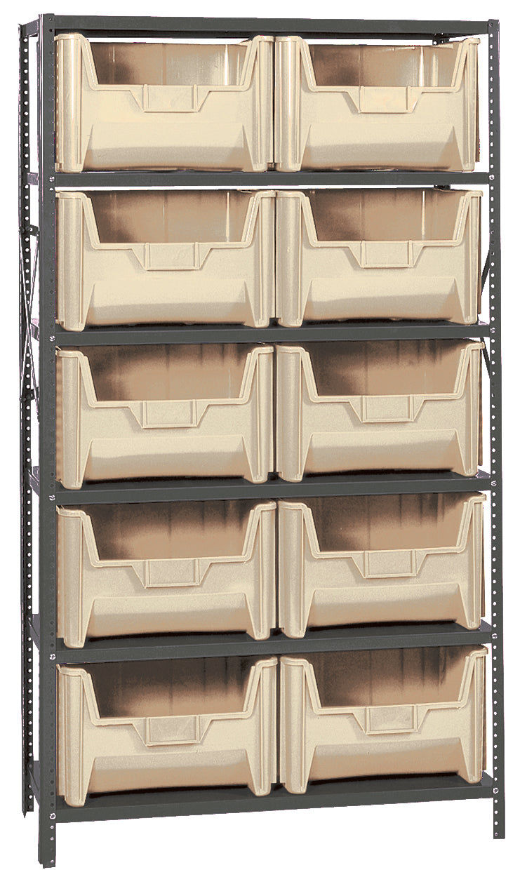Quantum Giant Stack Steel Shelving with Bins – 18" x 42" x 75" – QSBU-700 – Ivory